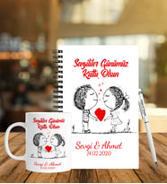 Sevgililer Gününe Özel Ahşap Defter Kalem & Kupa Hediye Seti 19