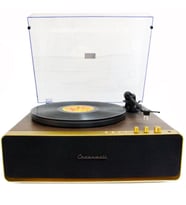 Nostaljik Ahşap Kaplama Pikap 33X45 Plaklar Bass Bluetooth Crownwell Vegas Plus (Siyah-Gold)