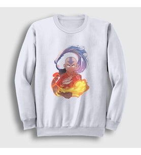 Presmono Unisex Beyaz Aang Anime Avatar The Last Airbender Sweatshirt 262078tt