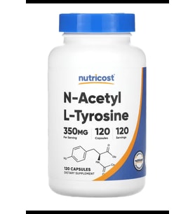 Nutricost N-Acetyl L-Tyrosine (NALT) 350mg, 120 Capsules. TR YETKİLİ SATICISI.3830 (Renksiz)