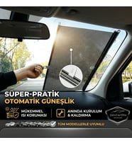 Oto Katlanır Stor Güneşlik Ön Arka Cam Gölgelik Noktalı Otomatik Sürgülü Güneş Koruyucu Araba Suv