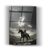 Atatürk At Üzerinde Siyah - Beyaz Dikey Cam Tablo - Hediyelik Büyük - Tablo - Ev Ofis Dekoru - Okul Ve Yurt - Ev & Yaşam