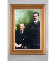 EV İŞYERİ OFİS İÇİN ALTIN ÇERÇEVELİ PASPARTULU ATATÜRK TABLO S528