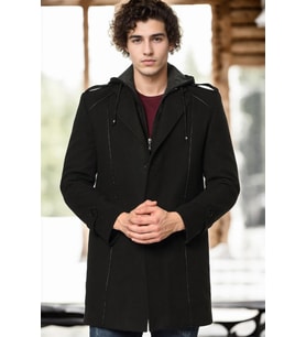 PLT8334 DEWBERRY ERKEK PALTO-SİYAH-2