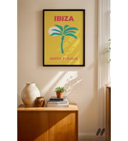 Ibiza Seyahat Posteri, Siyah Çerçeveli Duvar Tablosu - Motivasyon Hediyesi