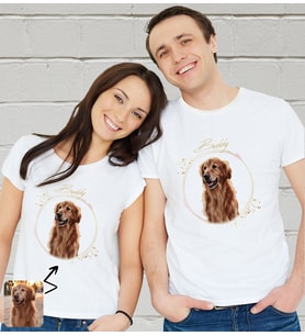 BK Gift Kişiye Özel Evcil Hayvan Tasarımlı Beyaz Tişört-4, Sevgiliye Hediye, Arkadaşa Hediye, Trend T-Shirt