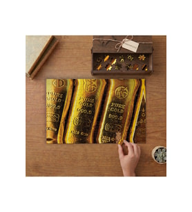 Altın Külçeleri - Yakın Çekim Tasarımı 240 parça Ahşap Puzzle Ahşap Kutuda MP03600