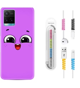 Vivo Y11S Y21S Y20 Y20S Y70 Kılıf Kablo Koruma Spiral Silikon Purple Sweety 1717