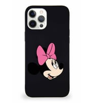 Apple iPhone 12 Pro Max Soft Premier Kapak Minnie Mouse-A Tasarımlı Silikon Kılıf - Siyah (Şeffaf)