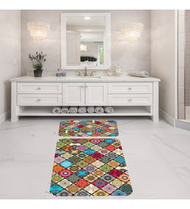 Banyo Halısı Ikili Klozet Takımı Kaymaz Tabanlı Banyo Paspas Takımı (Karışık)