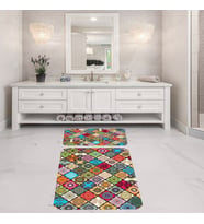 Banyo Halısı Ikili Klozet Takımı Kaymaz Tabanlı Banyo Paspas Takımı (Karışık)