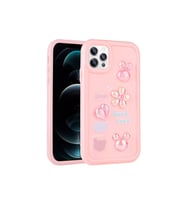 Apple iPhone 12 Pro Max Uyumlu Kılıf Kabartma Figürlü Parlak Zore Toys Silikon Kapak (Pembe)