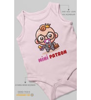 Mini Patron v2 Baskılı Bebek Zıbını – Çıtçıtlı Body  %100 Pamuk Sıfır Kol (Bebek Pembesi)