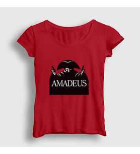Presmono Kadın Kırmızı Poster Amadeus Mozart T-Shirt 477131tt (Kırmızı)