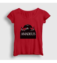 Presmono Kadın Kırmızı Poster Amadeus Mozart T-Shirt 477131tt (Kırmızı)