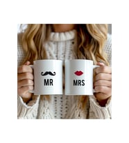 Sevgililere Özel Hediyelik 2'li MR MRS Yazılı 330ml Baskılı Beyaz Seramik Kupa Bardak