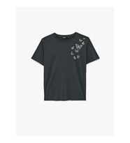 Koton Kelebek Baskılı Antrasit Kadın T-Shirt 6SAK50131EK