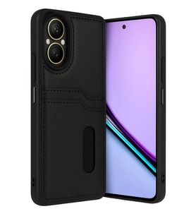 Realme 12 Lite Kılıf Sara Kartvizitli Deri Kılıf - Siyah
