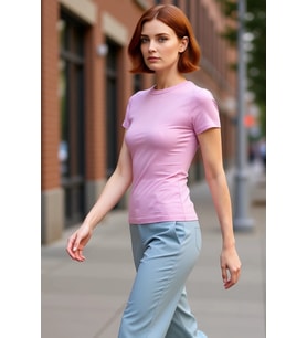 Viskon Ribana Bisiklet Yaka Fitted Bluz Günlük Kombinler İçin Rahat Kullanım Modern Stil