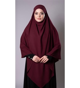 Bordo Pratik Hazır Geçmeli Tesettür Eşarp Medine İpeği Bağcıklı Sufle Hijab 2301_16