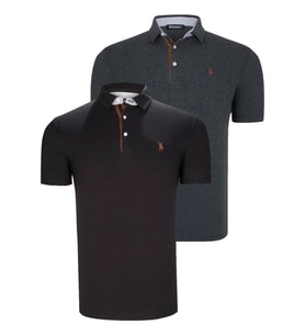 İKİLİ SET T8582 DEWBERRY ERKEK T-SHIRT-SİYAH-ANTRASİT