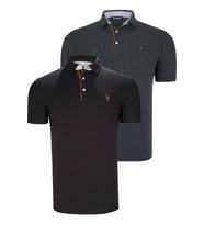 İKİLİ SET T8582 DEWBERRY ERKEK T-SHIRT-SİYAH-ANTRASİT