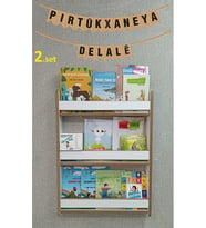 İsme Özel Kürtçe Çocuk Kitaplı Montessori Çocuk Odası Kitaplığı 80*60 cm BEYAZ Kitaplık (KİTAPLI) (Standart)