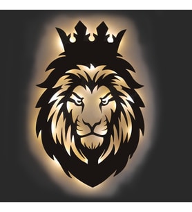 Lucenda Led Işıklı Portre Aslan Figürlü Tablo Duvar Dekorlu Gece Lambası (Sarı)