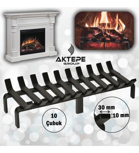 Şömine Izgarası 10 Çubuklu 60 cm x 32 cm Ekstra Dar Gözlü Izgara