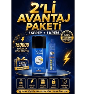 %100 Orijinal Super Viga 150000 Gecktirici Sprey + Gecktirici Krem Seti Erkeklere Özel 2'li Avantaj Paketi Gizli Gönderim