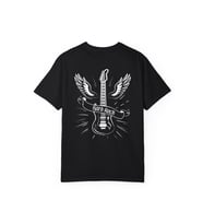 Rock Gitar Baskılı Unisex Oversize Pamuklu Tişört (Siyah)
