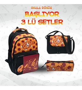 3LÜ SET İLKOKUL TARAFTAR BESLENMELİ TAKIM ÇANTASI KALEMLİK BESLENME