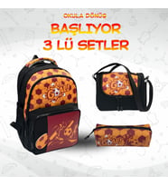 3LÜ SET İLKOKUL TARAFTAR BESLENMELİ TAKIM ÇANTASI KALEMLİK BESLENME