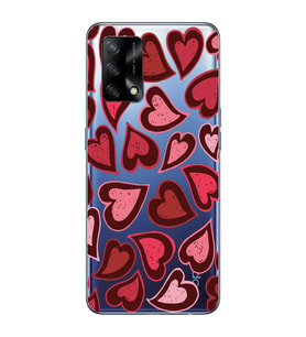 Oppo A74 Uyumlu Kalp Desenli Şeffaf Telefon Kılıfı