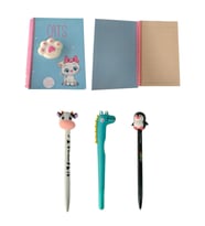 Baskılı squishy defter Defter Kedi Çizgili 3'lü Kalem Seti