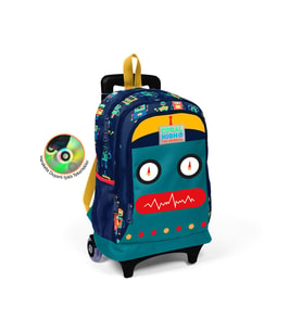 Coral High Kids Lacivert Robot Desenli Işıklı Tekerlekli İki Bölmeli Çekçekli Sırt Çantası
