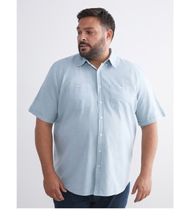 LCWAIKIKI Classic Mavi Büyük Beden Regular Fit Kısa Kollu Erkek Gömlek