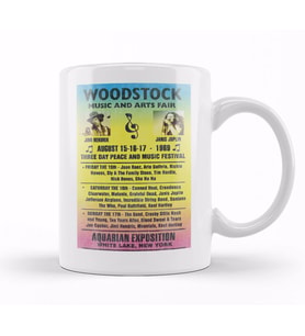 Woodstock 1969 Rainbow Poster Kupa Bardak Porselen