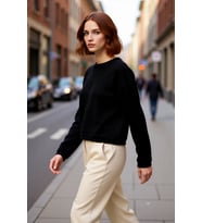 Kadın Oversize Fit Düşük Kol Bisiklet Yaka Basic Triko Kazak Casual Günlük Kış Şıklığı Sunar