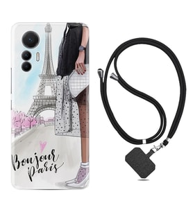 Xiaomi 12 Lite Kılıf Resimli Boyun Askılı İpli Desenli Silikon Bonjour Paris 1419