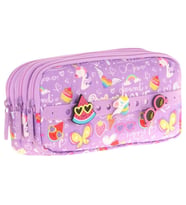 Kaukko Kids Mor, Yaz Temalı, Kız Çocuk Üç Gözlü Okul Kalem Çantası - L8245 (Çok Renkli)