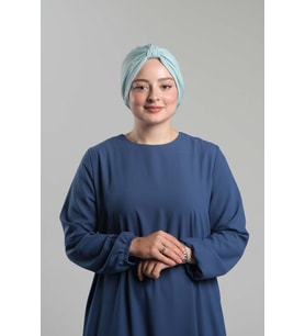 Bebe Mavisi Pratik Hazır Geçmeli Tesettür Bone Sandy Pileli Salaş 2121_11