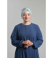 Bebe Mavisi Pratik Hazır Geçmeli Tesettür Bone Sandy Pileli Salaş 2121_11