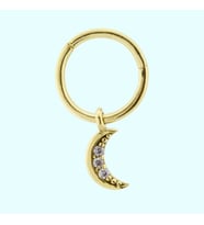Altın Halka Piercing Taşlı Ay 14 Ayar