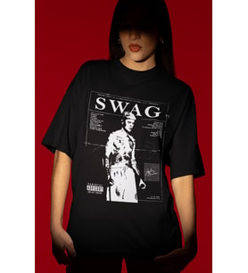 Tasarım Justin Bieber Swag Şarkıcı Baskılı Unisex Oversize Tişört