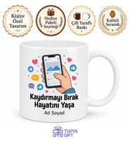Sosyal Medya Bağımlısı Eğlenceli Kupa Bardak Hediye Baskılı Komik Mug