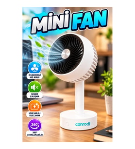 USB Şarjlı Cep Boy Mini Fan – 3 Kademeli Sessiz ve Güçlü Pervaneli
