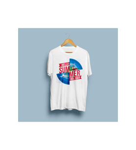 Oversize Yaz Tatili / Hello Summer Holiday Tasarım Unisex T-shirt (Beyaz)