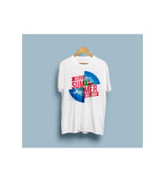 Oversize Yaz Tatili / Hello Summer Holiday Tasarım Unisex T-shirt (Beyaz)