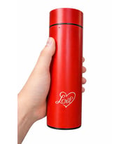Sevgililer Gününe Özel 500 ml Kırmızı Süzgeçli Termos - Love Logolu